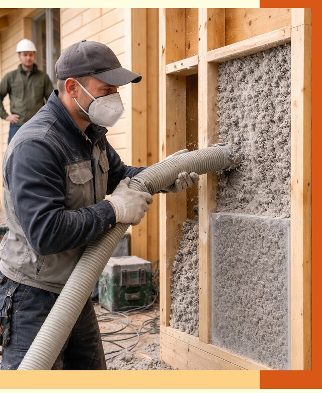 Утепление дома из бруса эковатой в Усинске от 1894 руб/м2 | ТепломастерСнс