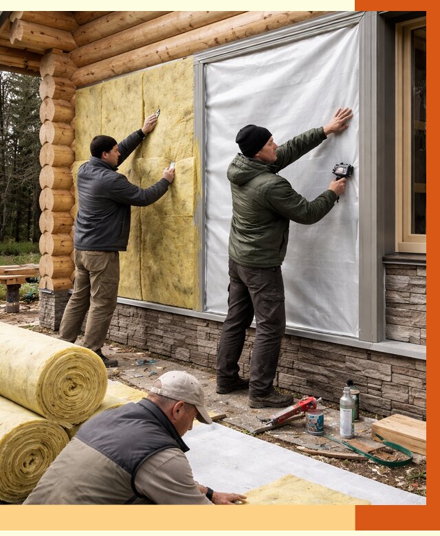 Утепление бревенчатого дома в Усинске от 7832 руб/м2 — заказать под ключ | ТепломастерСнс