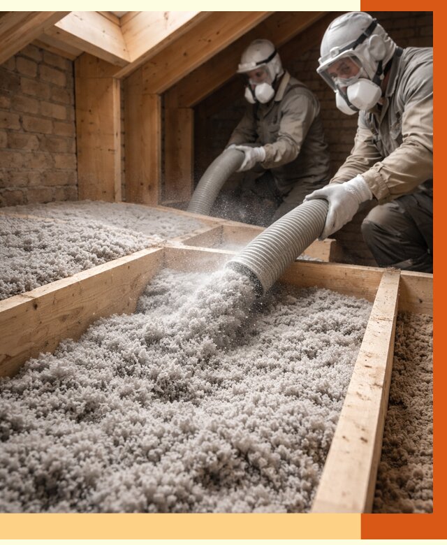 Утепление коттеджа эковатой в Усинске от 2560 руб./м² — комплексная задувка и монтаж | ТепломастерСнс