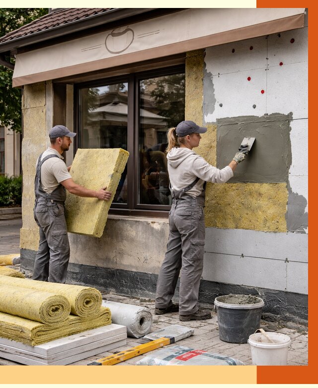 Утепление кафе в Усинске от 4300 руб/м2 — комплексно под ключ | ТепломастерСнс