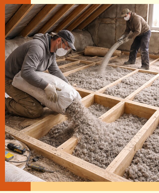 Заполнение полостей чердачного перекрытия в Усинске качественно и надёжно