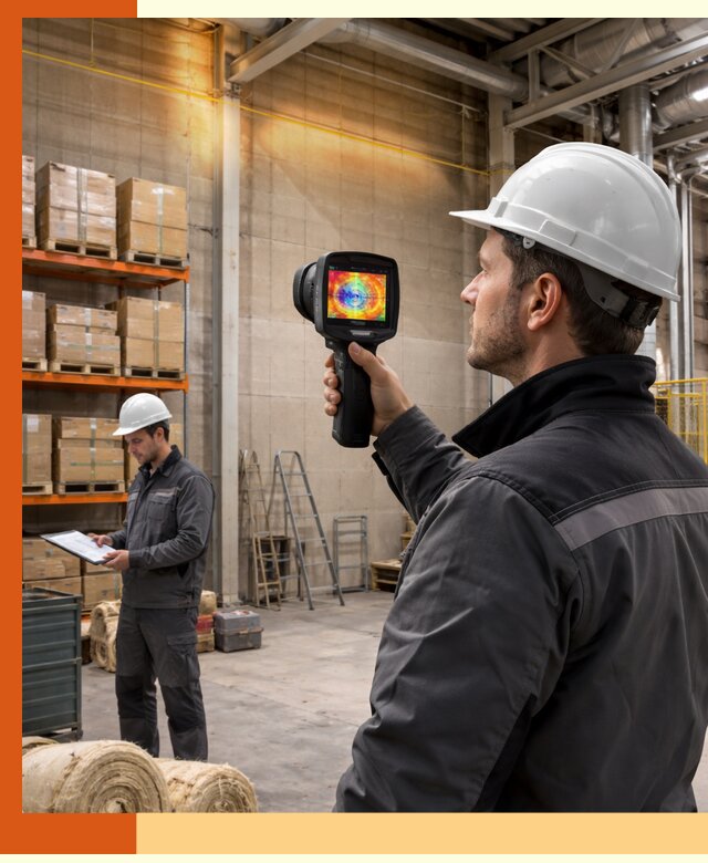 Тепловизионное обследование склада и выявление утечек в Усинске